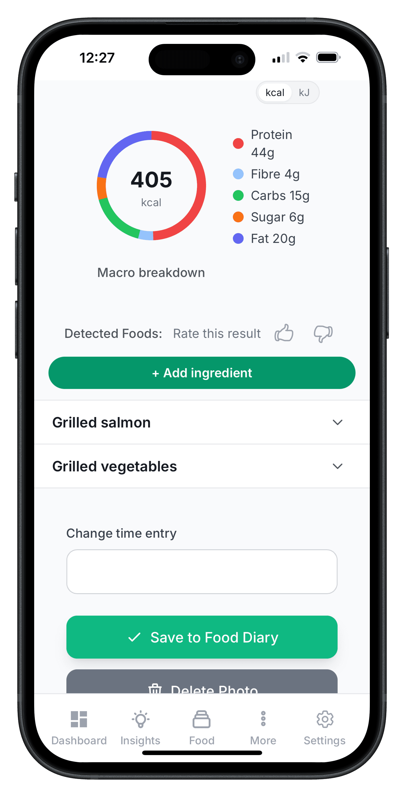 Food scan details for salmon